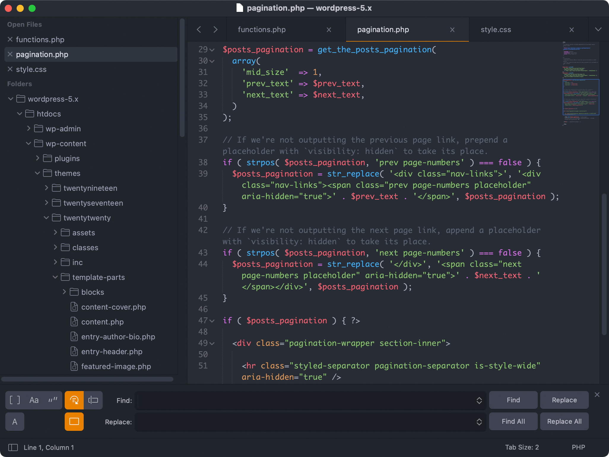 Gravity One theme displayed in Sublime Text (screen shot)